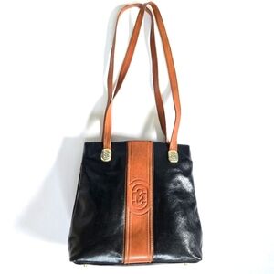 Marino Orlandi italien leather shoulder tote bag purse black and brown
